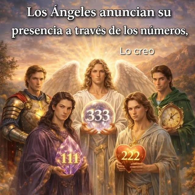 Ángeles acompañados de los números 111, 222 y 333